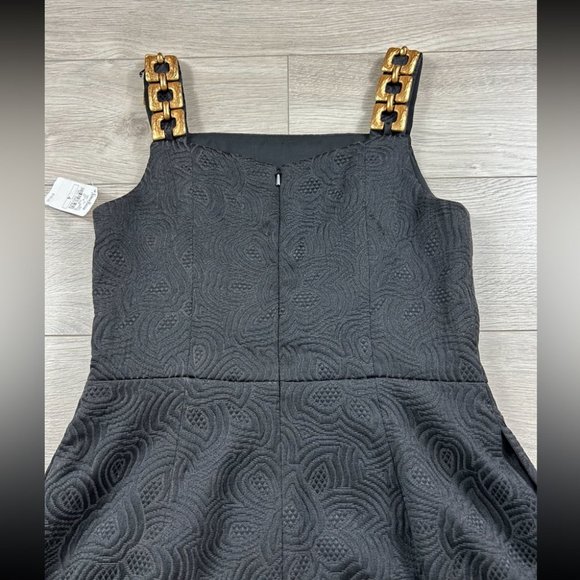 Kay Unger Black Gold Hardware Cocktail Holiday Party Dress - Picture 5 of 15
